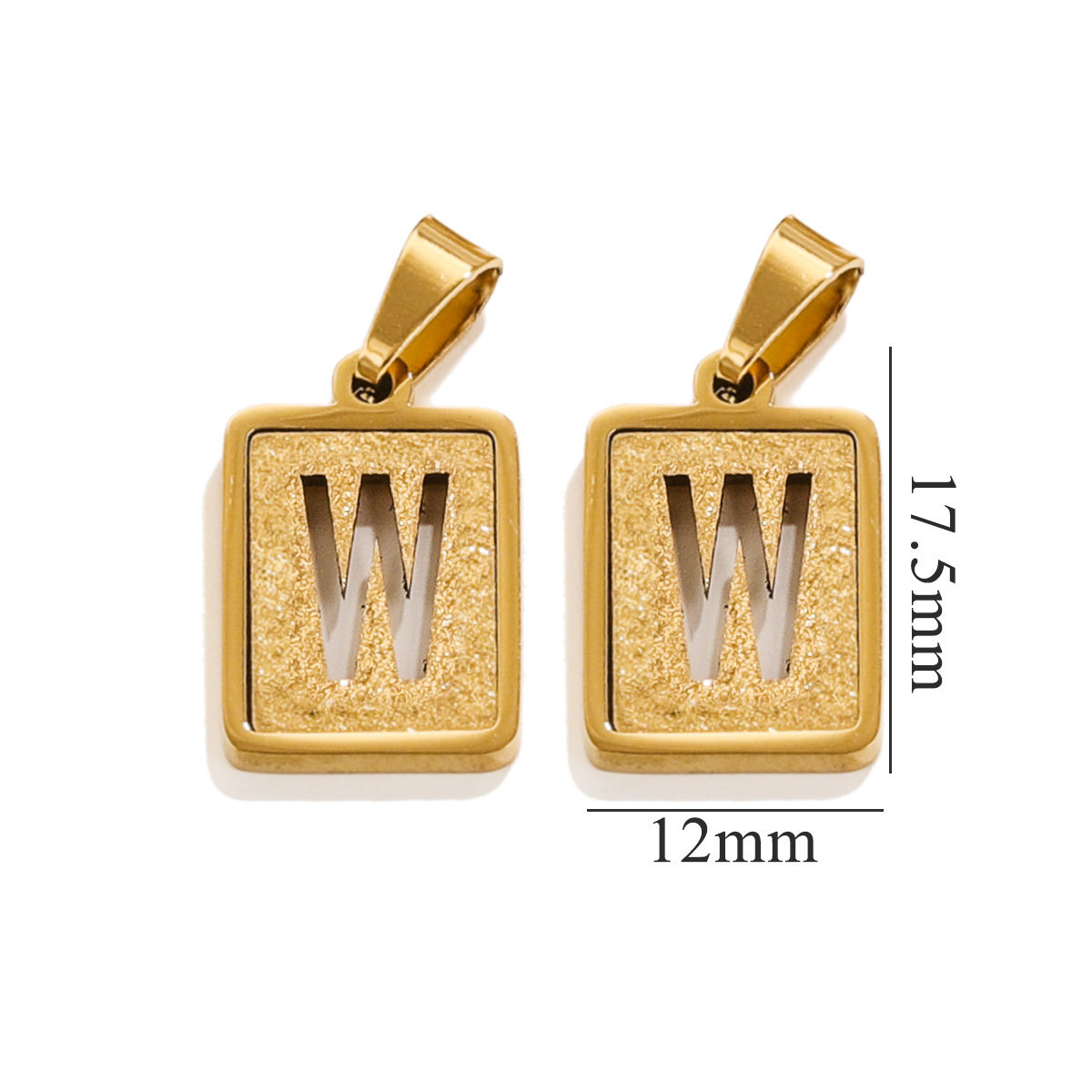 Gold color / 1 Piece Simple Fashionable Style Square Letter W Shape Titanium Steel  Gold Color Unisex Pendant Picture23